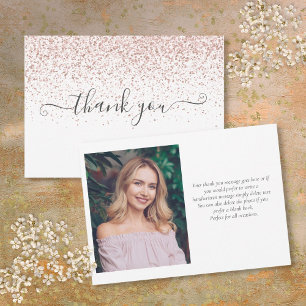 Moderne Rose-Gold-Glitter-Fotoschrift Dankeskarte