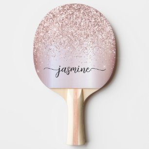 Moderne Rose Gold Glitter individuelle Namensschri Tischtennis Schläger