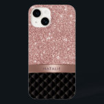 Moderne Rose Gold Glitzer Black Luxus Individuelle Case-Mate iPhone 14 Hülle<br><div class="desc">Moderne Rose Gold Glitzer Black Luxury Individuelle Name iPhone Case.</div>