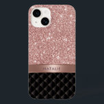 Moderne Rose Gold Glitzer Black Luxus Individuelle Case-Mate iPhone 14 Hülle<br><div class="desc">Moderne Rose Gold Glitzer Black Luxury Individuelle Name iPhone Case.</div>
