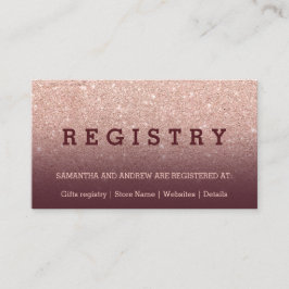 Moderne Rose Gold Glitzer burgundische Hochzeitshe Begleitkarte