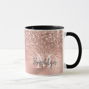 Moderne Rose Gold Glitzer Confetti Mit Monogramm Tasse