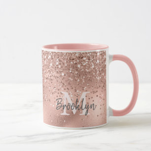Moderne Rose Gold Glitzer Confetti Mit Monogramm Tasse