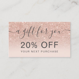 Moderne Rose Gold Glitzer erröten ombre beruflich Rabattkarte