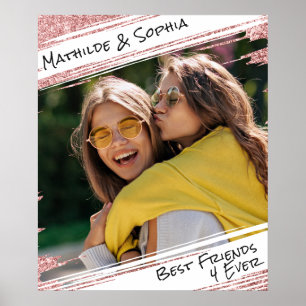 Moderne Rose Gold Glitzer & Foto BBF Bester Freund Poster