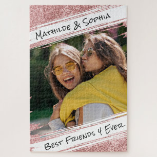 Moderne Rose Gold Glitzer & Foto BBF Bester Freund Puzzle