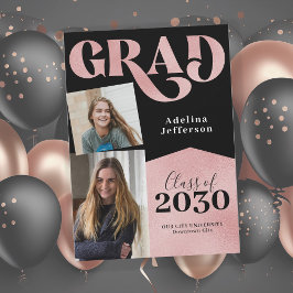 Moderne Rose Gold Glitzer Foto Collage Abschluss Ankündigung