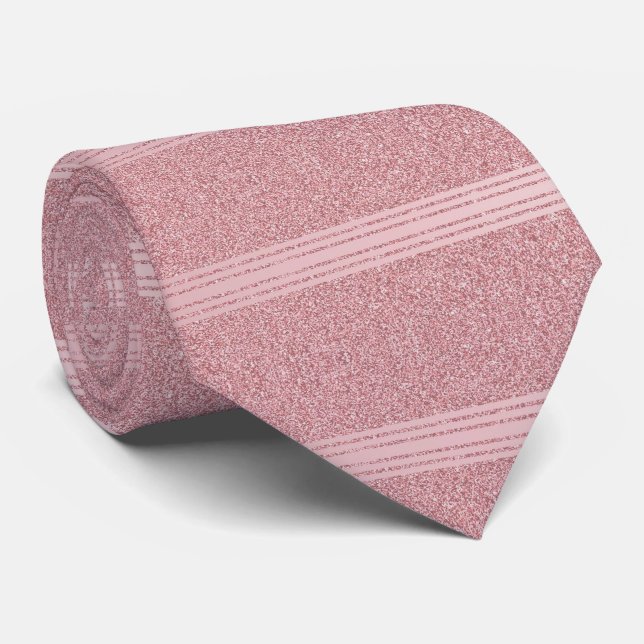 Moderne Rose Gold Glitzer gestreift Elegantes Must Krawatte (Gerollt)