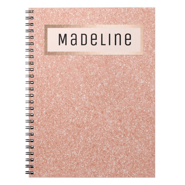 Moderne Rose Gold Glitzer Glitzern Girl Notebook Notizblock (Vorderseite)
