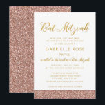 Moderne Rose Gold Glitzer & Gold Bat Mitzvah A7 Einladung<br><div class="desc">Moderne und trendige Rose Gold Glitzer und Imitate Goldfolie Bat Mitzvah Einladung mit Platz für einen hebräischen Namen. Die Kunstwerke bestehen aus flachen gedruckten Bildern, NICHT aus echten Glitzer- oder Goldfolien. Sehen Sie sich den Papiertraube Zazzle-Laden an, um die Büroausstattung und das Party zu koordinieren, um Ihr elegantes Bat Mitzvah-Thema...</div>