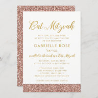 Moderne Rose Gold Glitzer & Gold Bat Mitzvah A7