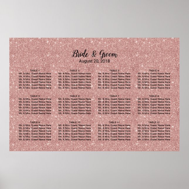 Moderne Rose Gold Glitzer Hochzeitskarte Poster (Vorne)
