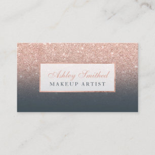 Moderne Rose Gold Glitzer Holzkohle Ober-Make-up Visitenkarte