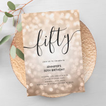 Moderne Rose Gold Glitzer Lights 50. Geburtstag