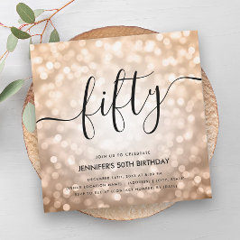 Moderne Rose Gold Glitzer Lights 50. Geburtstag Einladung