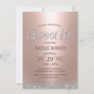 Moderne Rose Gold Glitzer Luxus Sweet 16 Geburtsta Einladung