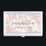 Moderne Rose Gold Glitzer Marmor Make-up Haar Visitenkarten Dose<br><div class="desc">Moderne Rose Gold Glitzer mit weißem Marmor Make-up Haar</div>