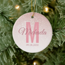 Moderne Rose Gold Glitzer Monogram erste Girly