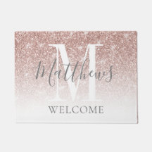 Moderne Rose Gold Glitzer Monogram Hochzeit