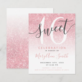 Moderne Rose Gold Glitzer Ombre 16. Geburtstag Einladung