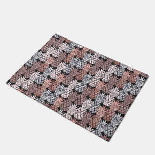 Moderne Rose Gold Glitzer Pink Ananas Muster Fußmatte