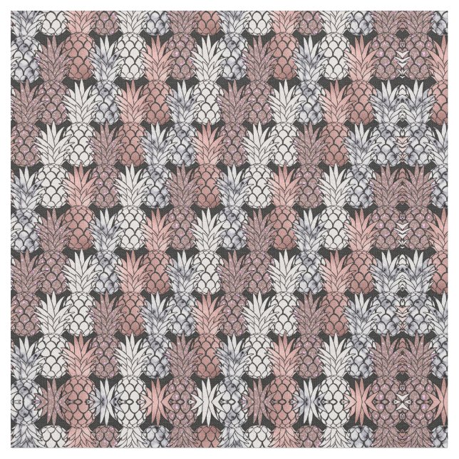 Moderne Rose Gold Glitzer Pink Ananas Muster Stoff (Nahaufnahme)