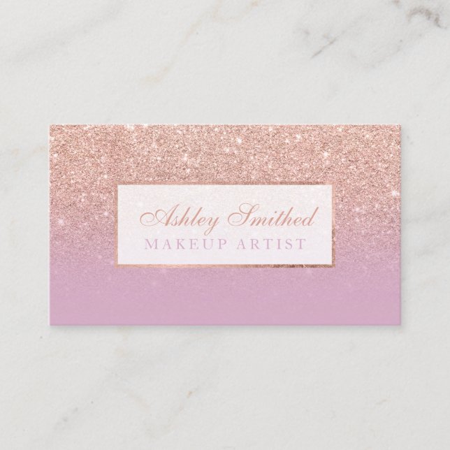 Moderne Rose Gold Glitzer rosa Lavendel Chic Make- Visitenkarte (Vorderseite)