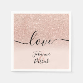 Moderne Rose Gold Glitzer Rosa Liebe Hochzeit Serviette