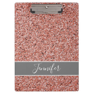 Moderne Rose Gold Glitzer Sparkone Personalisiert Klemmbrett