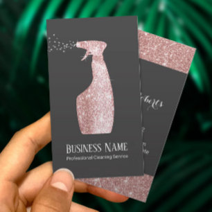 Moderne Rose Gold Glitzer Spray Reinigung Visitenkarte