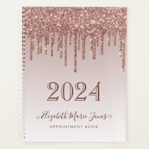 Moderne Rose Gold Glitzer Tropfen Elegantes Script Planer