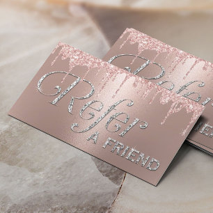 Moderne Rose Gold Glitzer Tropfen Salon Wellness-C Empfehlungskarte