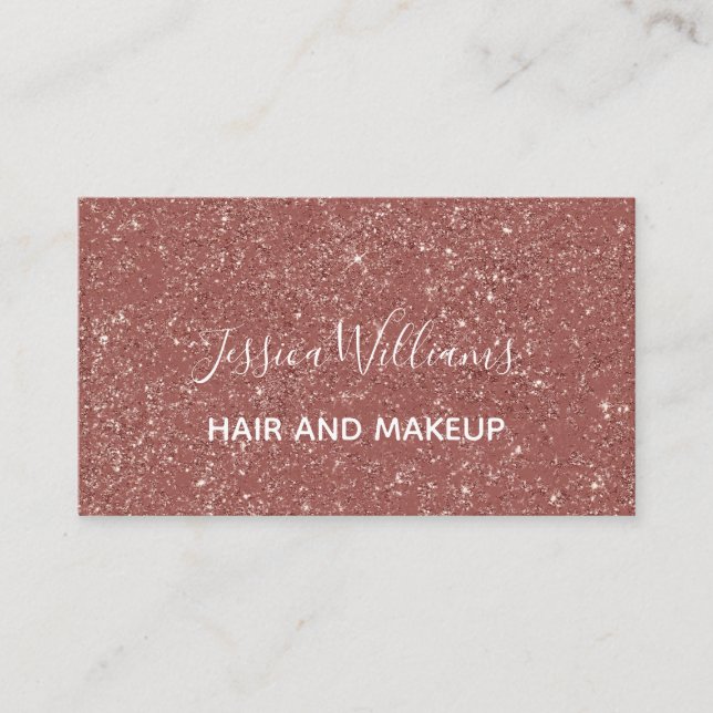 Moderne Rose Gold Glitzer Weiße Schriftzeichen Mak Visitenkarte (Vorderseite)