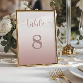 Moderne Rose Gold Gradient Wedding Tischnummer