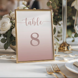 Moderne Rose Gold Gradient Wedding Tischnummer