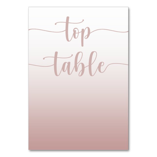Moderne Rose Gold Gradient Wedding Top Table Tischnummer (Vorderseite)