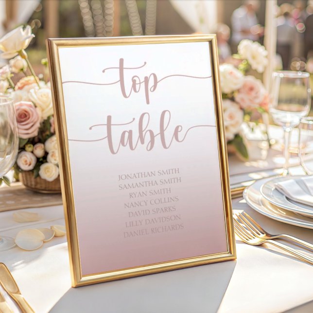 Moderne Rose Gold Gradient Wedding Top Table Tischnummer (Von Creator hochgeladen)