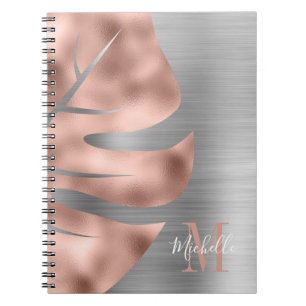 Moderne Rose Gold Grau Monogram Notizblock