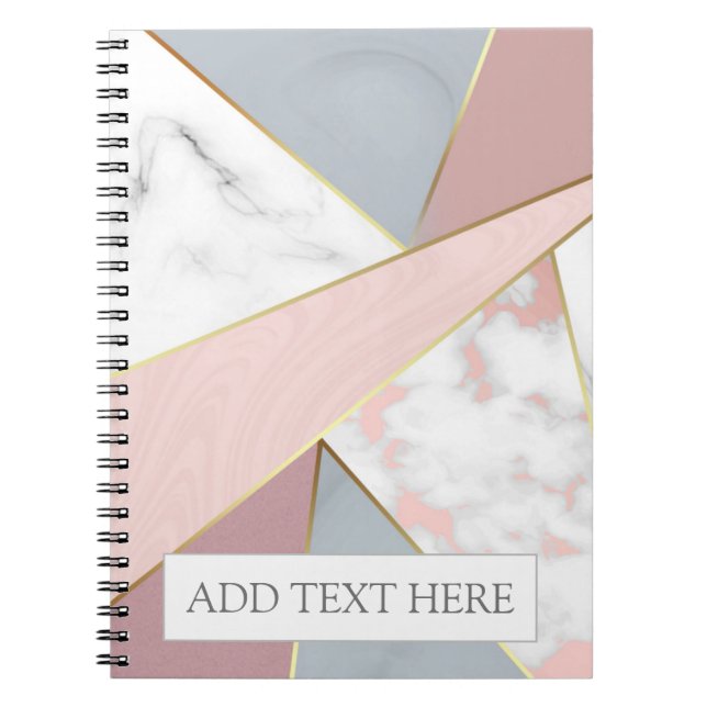Moderne Rose Gold Gray Marmor Look Monogramm Notizblock (Vorderseite)