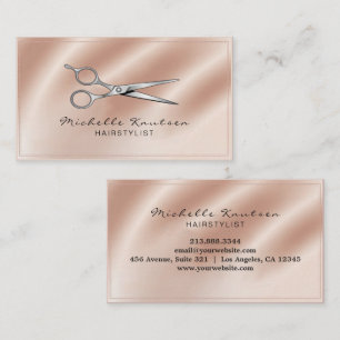 Moderne Rose-Gold-Hairstylisten-Schere Design Visitenkarte