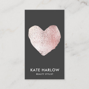 Moderne Rose Gold Heart Black Makeup Artist Visitenkarte