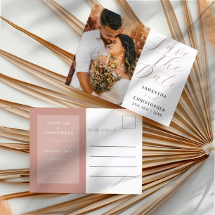 Moderne Rose-Gold-Hochzeitseinladung zum Speichern Ankündigungspostkarte