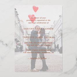 Moderne Rose Gold Imitate Vellum Foto Hochzeit Folieneinladung