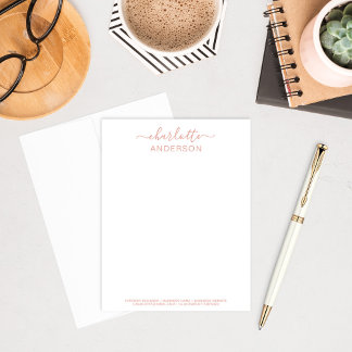 Moderne Rose Gold Kundenspezifische Kalligraphie N Mitteilungskarte