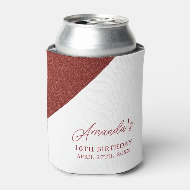 Moderne Rose Gold Kupfer Glitzer Sweet 16 Geburtst Dosenkühler (Kanne Vorderseite)