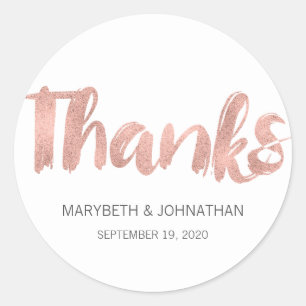 Moderne Rose Gold Liebe Hochzeit Danke Sticker
