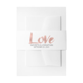 Moderne Rose Gold Liebe Hochzeitsband Einladungsbanderole