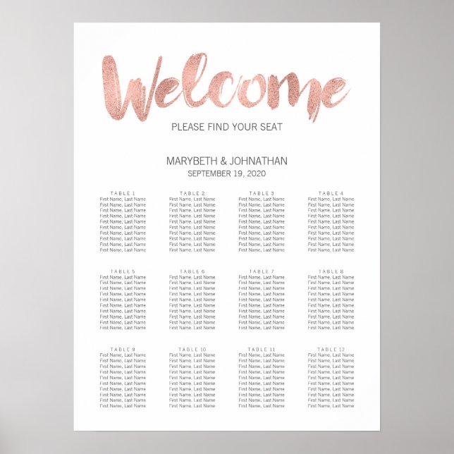 Moderne Rose Gold Liebe Hochzeitskarte Poster (Vorne)