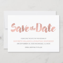 Moderne Rose Gold Liebe Save the Date Card