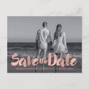 Moderne Rose Gold Liebe Save the Date Foto Postkar Ankündigungspostkarte